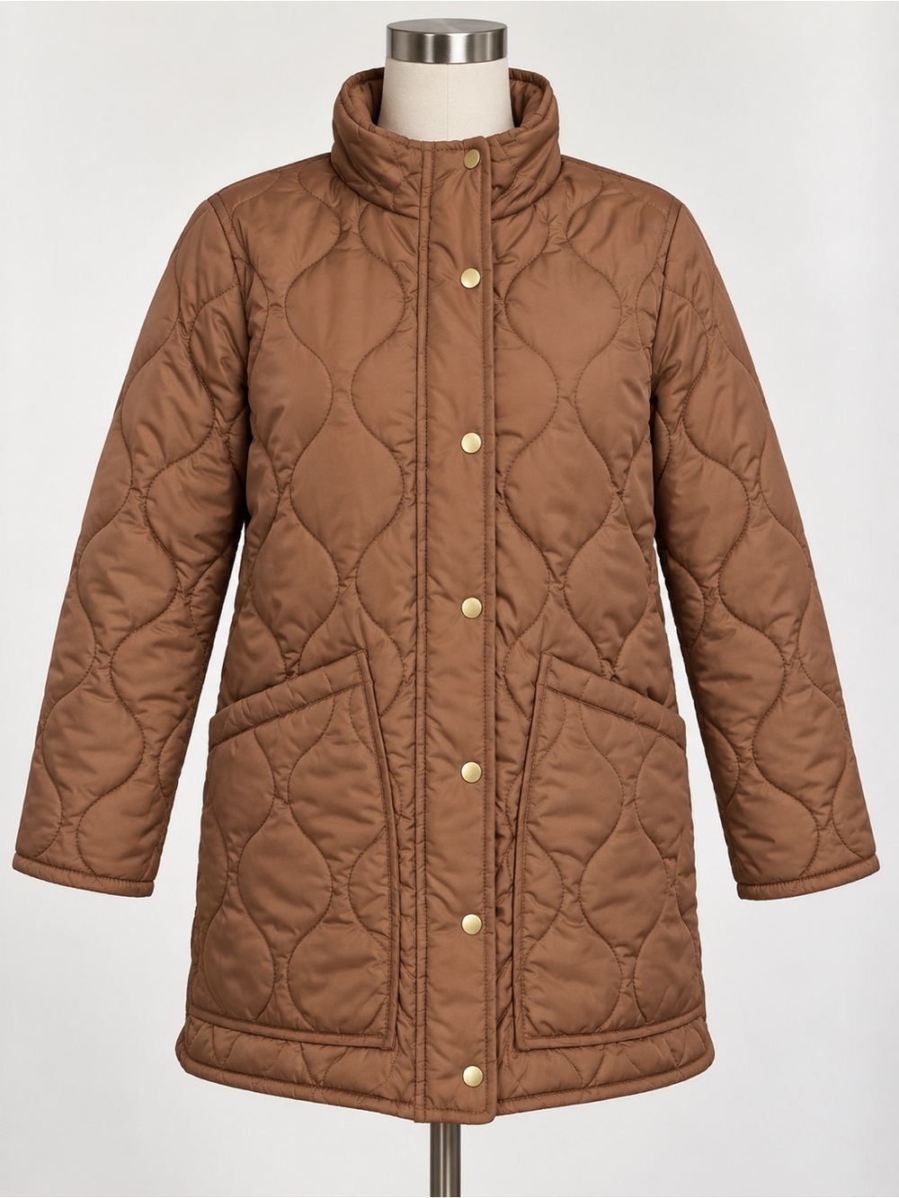 J.Crew Signature Puffer Quilted PrimaLoft Coat Brown Size M